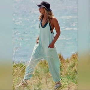 Free People Washed Aqua Hot Shot Romper! Small